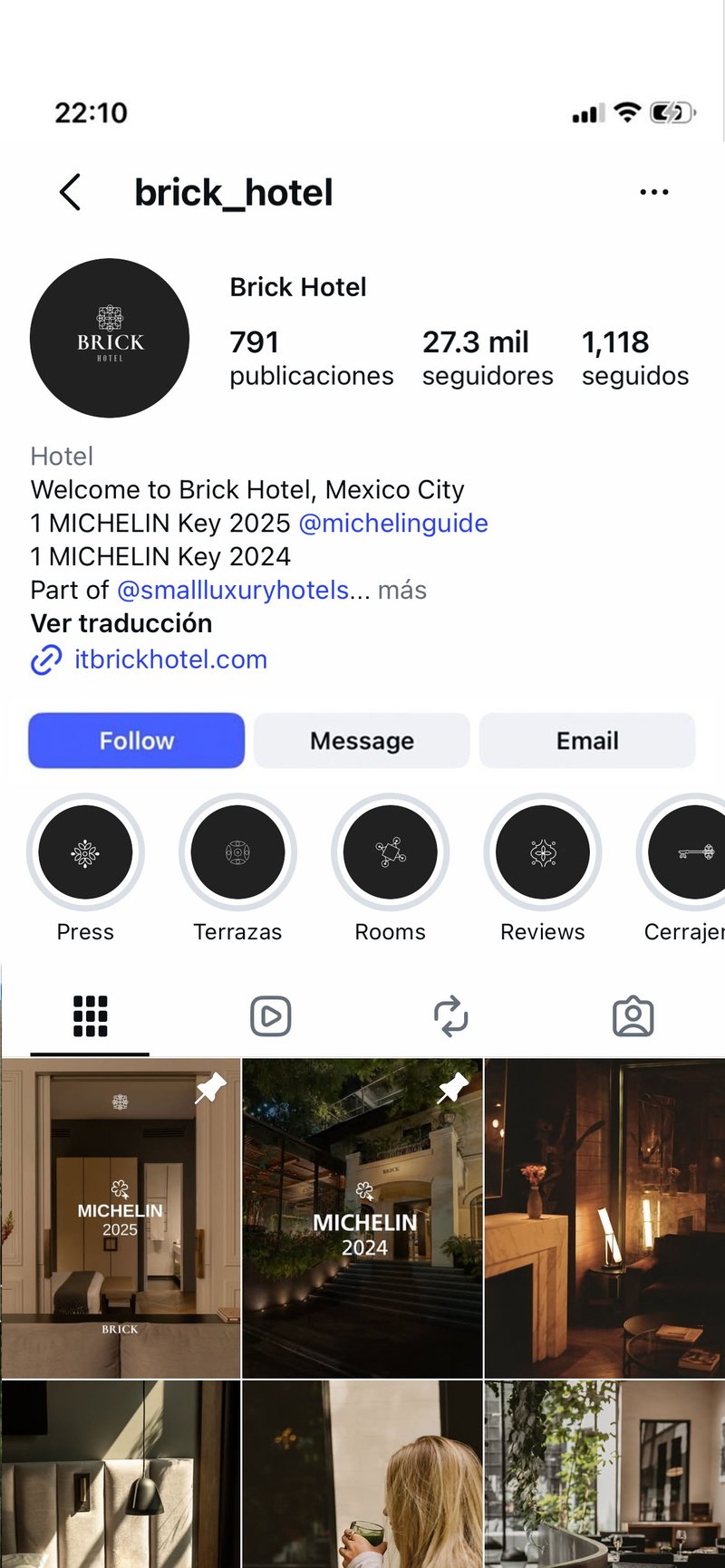 Brick Hotel Instagram profile