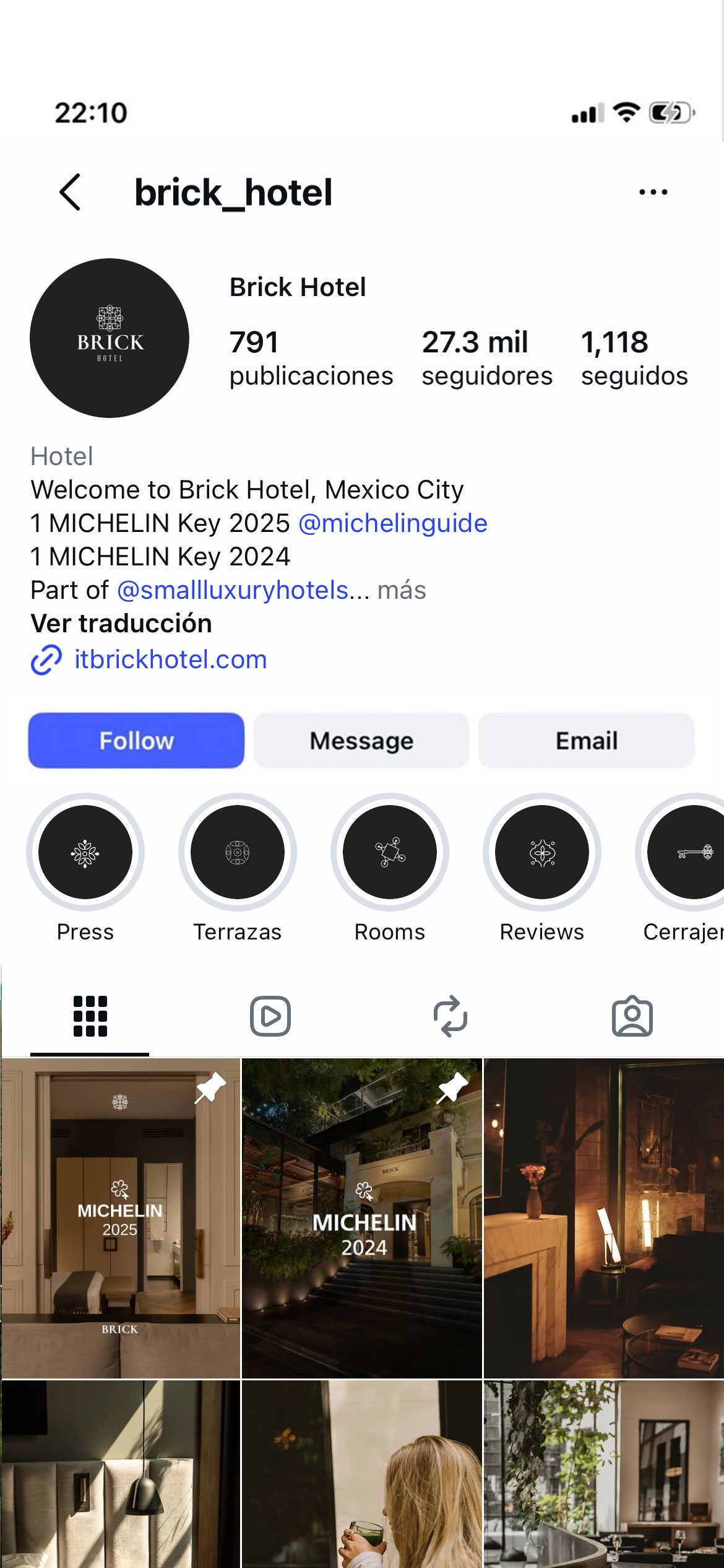 Brick Hotel Instagram profile